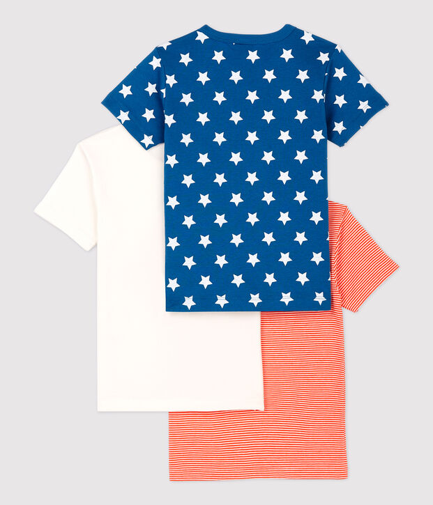 Lot de 3 tee shirts manches courtes &agrave; &eacute;toiles petit gar&ccedil;on en coton biologique multicouleur