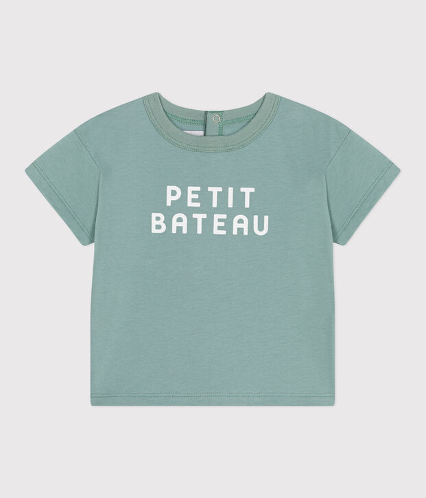 T-shirt b&eacute;b&eacute; en coton &agrave; manches courtes uni vert