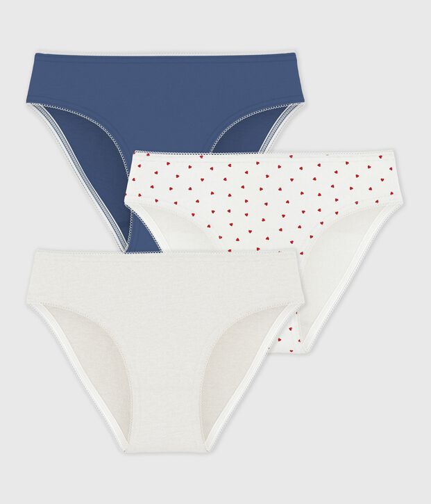 Lot de culottes enfant en coton et &eacute;lasthanne imprim&eacute; c&oelig;urs multicouleur