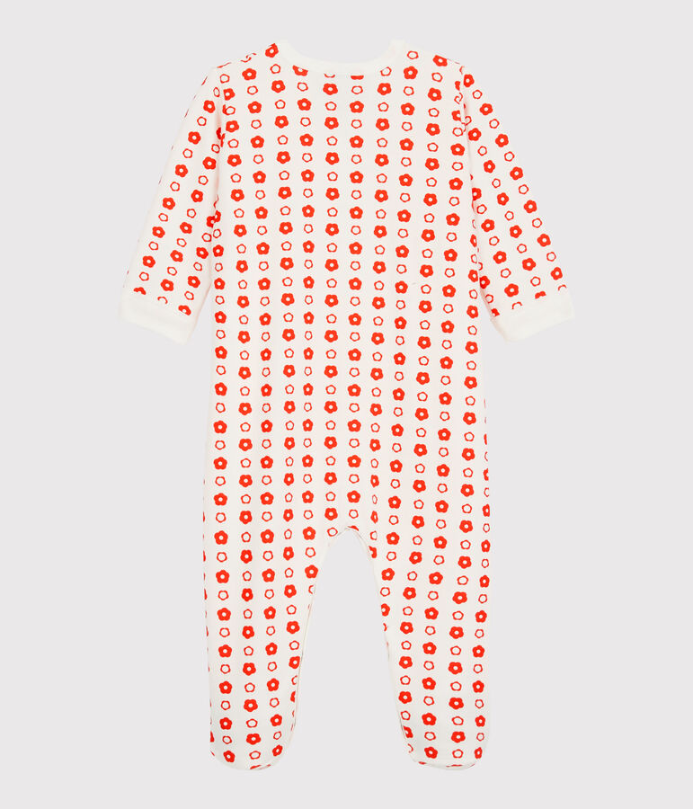 Dors-bien b&eacute;b&eacute; fleurs r&eacute;tro molleton en coton biologique blanc MARSHMALLOW/ SPICY