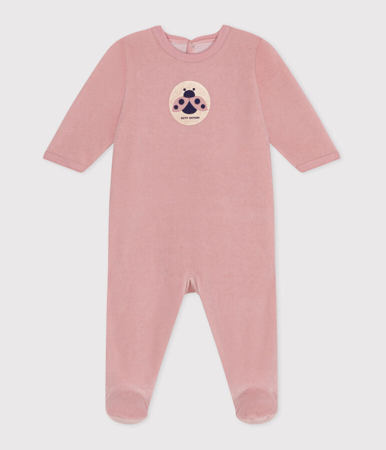 Pyjama b&eacute;b&eacute; en velours ouverture au dos rose PANTY