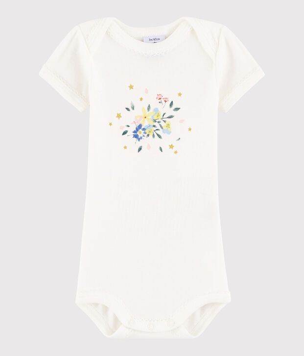 Body manches courtes b&eacute;b&eacute; fille blanc/rose