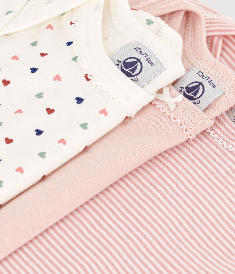 Lot de 3 bodies manches courtes mini c&oelig;urs en coton b&eacute;b&eacute; variante 1