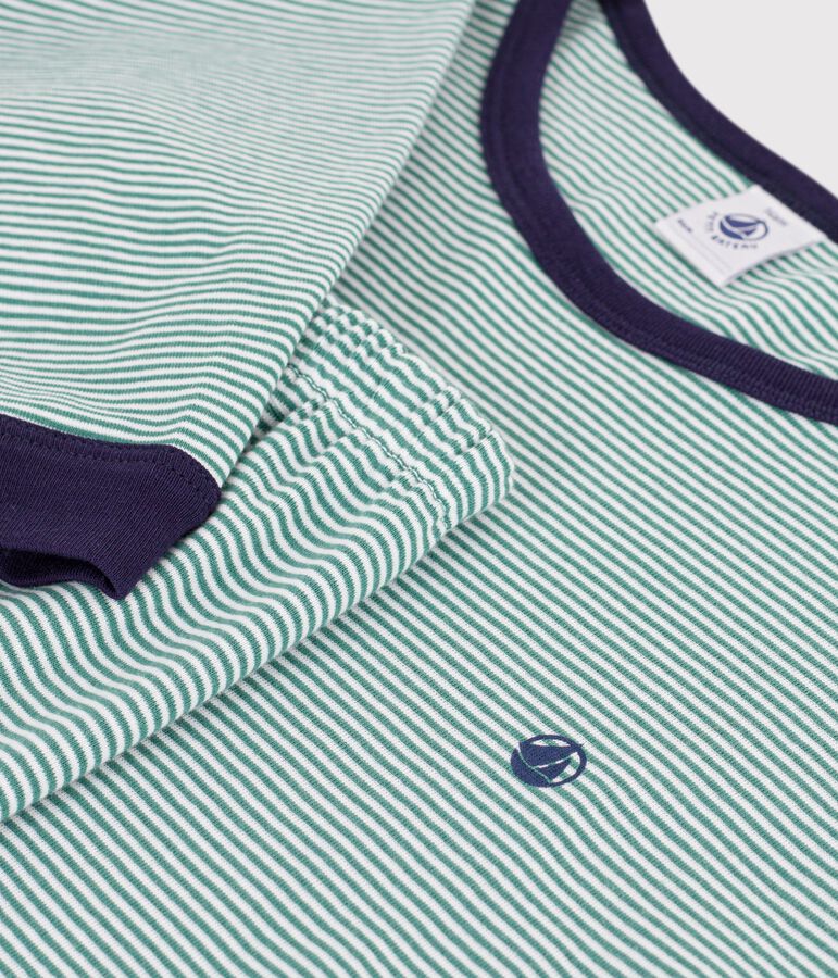 Pyjama enfant en coton &agrave; rayures ESTRAGON/ MARSHMALLOW