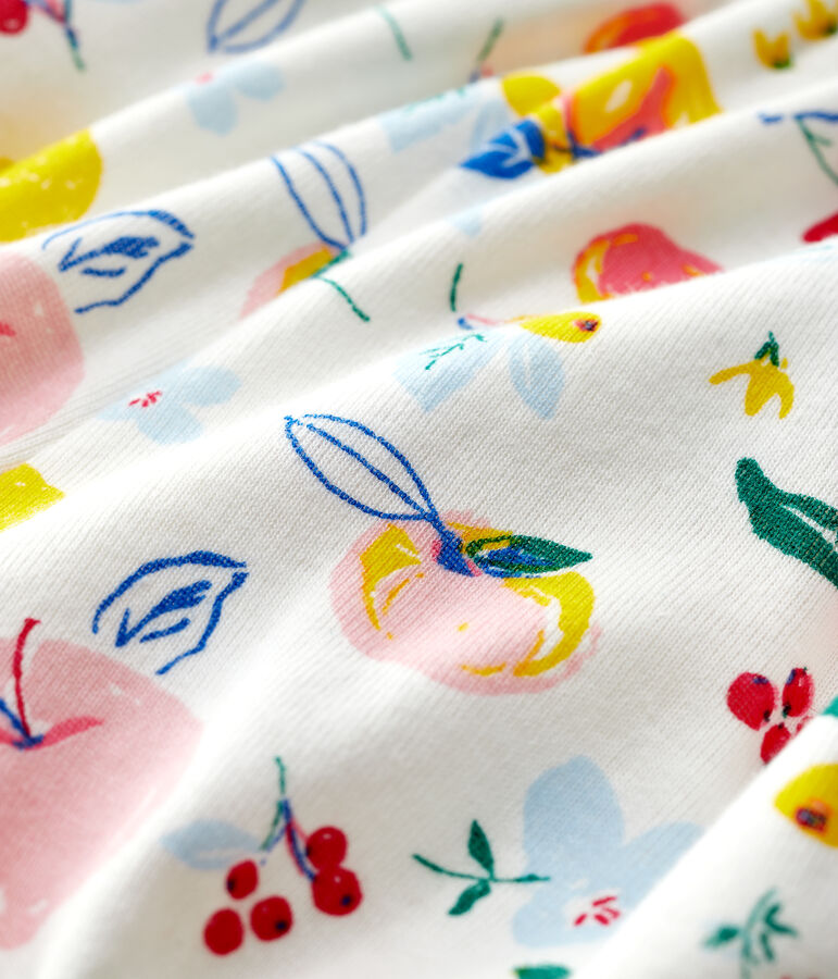 Culotte bloomer imprim&eacute;e en gorcella b&eacute;b&eacute; fille. blanc MARSHMALLOW/blanc MULTICO