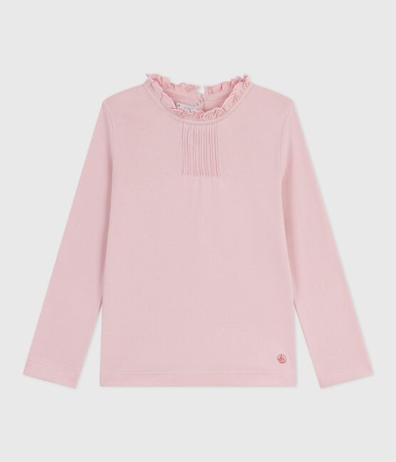 Tee-shirt enfant manches longues en coton uni rose JOLI