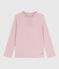 Tee-shirt enfant manches longues en coton uni rose JOLI