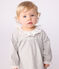 Robe bébé en flanelle manches longues unie à col gris FUMEE CHINE