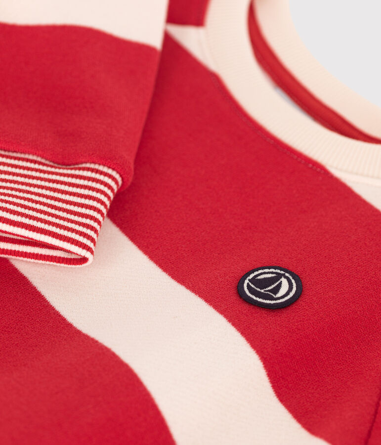 Sweatshirt enfant mixte en coton &agrave; rayures rouge AURORA/ AVALANCHE