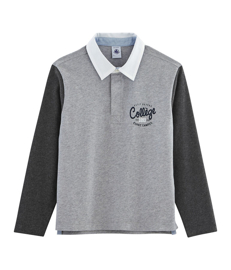 Polo rugby enfant gar&ccedil;on gris/gris