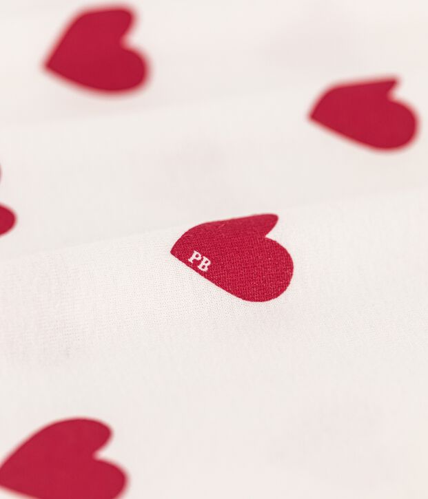 Nuisette en coton Femme blanc/rouge