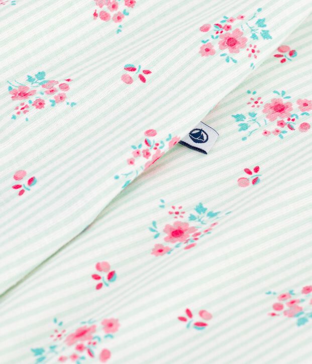 Combinaison courte b&eacute;b&eacute; en coton fleuri blanc/multicouleur