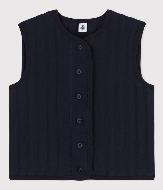 Cardigan sans manches moelleux Femme bleu marine