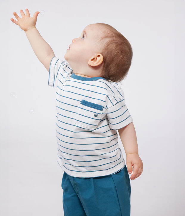 T-shirt b&eacute;b&eacute; en coton &agrave; manches courtes ray&eacute; vert/vert