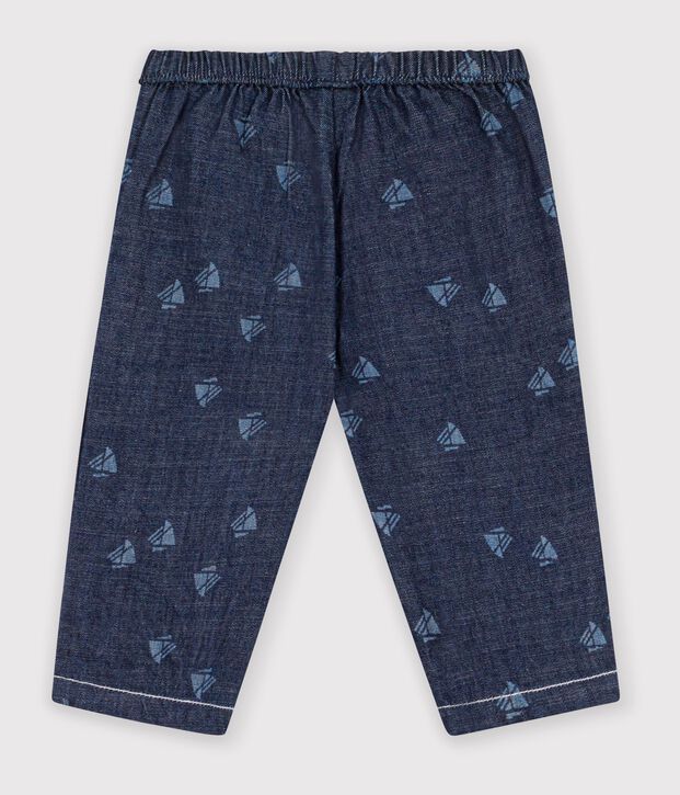 Pantalon b&eacute;b&eacute; en denim imprim&eacute; bateaux bleu/&eacute;cru
