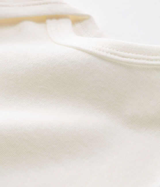 Body manches longues bébé en laine et coton blanc MARSHMALLOW