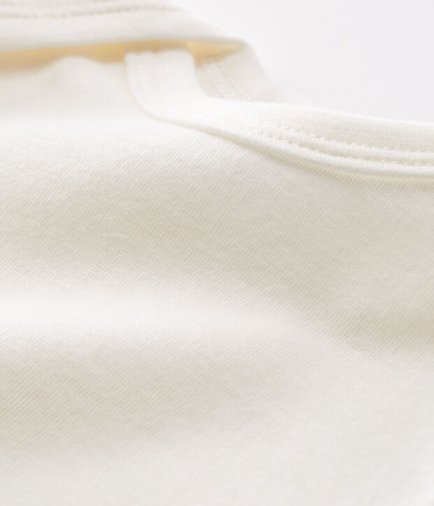 Body manches longues b&eacute;b&eacute; en laine et coton blanc