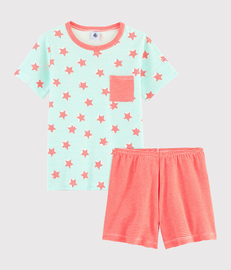 Pyjama ray&eacute; &agrave; &eacute;toiles petit gar&ccedil;on en c&ocirc;te blanc MARSHMALLOW/blanc MULTICO