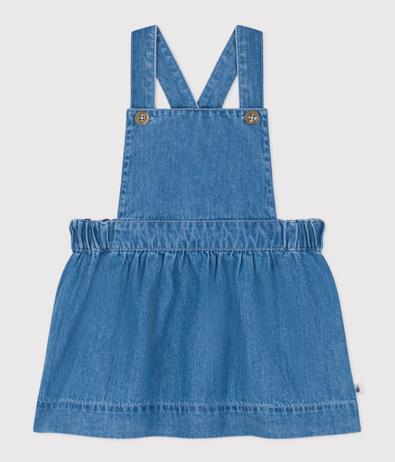 Robe sans manche en denim l&eacute;ger b&eacute;b&eacute; bleu DENIM CLAIR