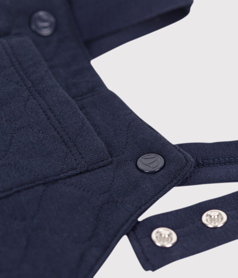 Salopette longue b&eacute;b&eacute; en tubique matelass&eacute; bleu SMOKING