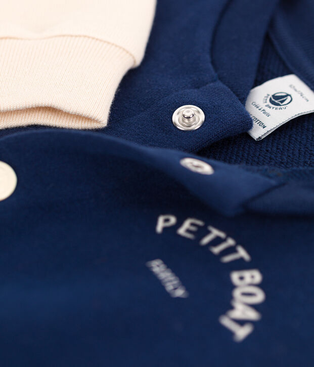 Teddy b&eacute;b&eacute; en molleton bleu/&eacute;cru