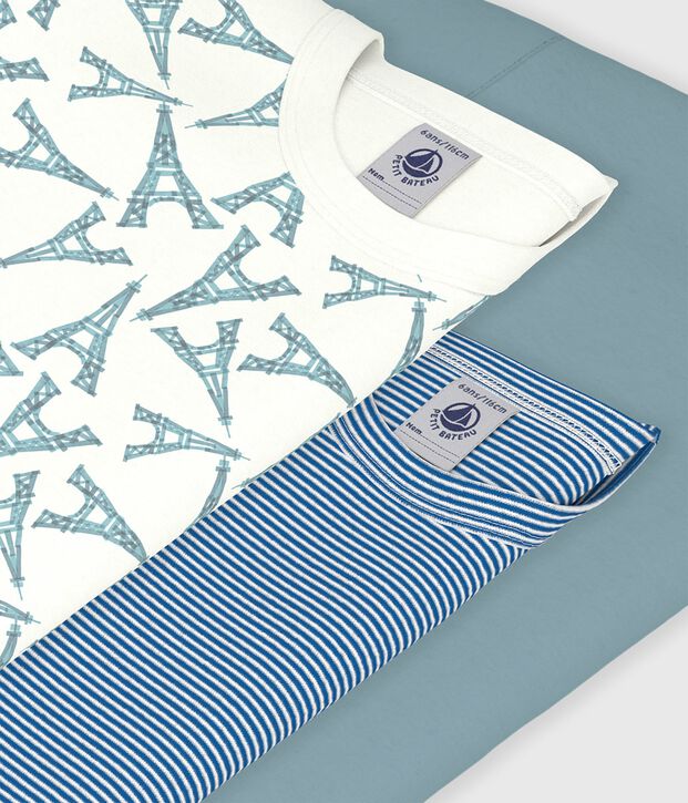 Lot de tee-shirts enfant en coton manches courtes Tour Eiffel multicouleur