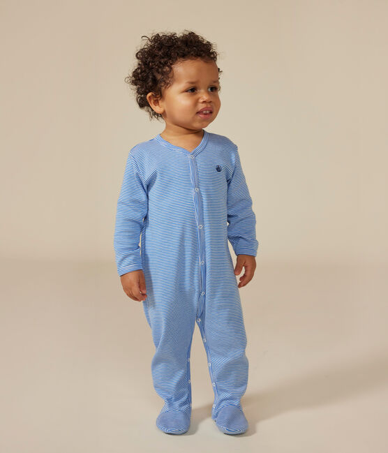 Pyjama à rayures en coton bébé DELPHINIUM/ MARSHMALLOW