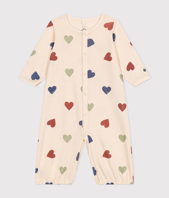 Combisac imprimé tricœurs en coton bébé blanc AVALANCHE/ MULTICO