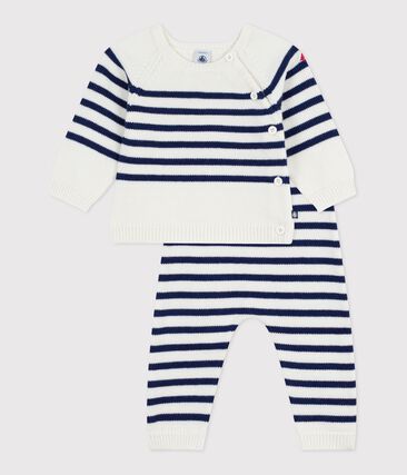 Ensemble 2 pièces bébé rayure marinière en tricot