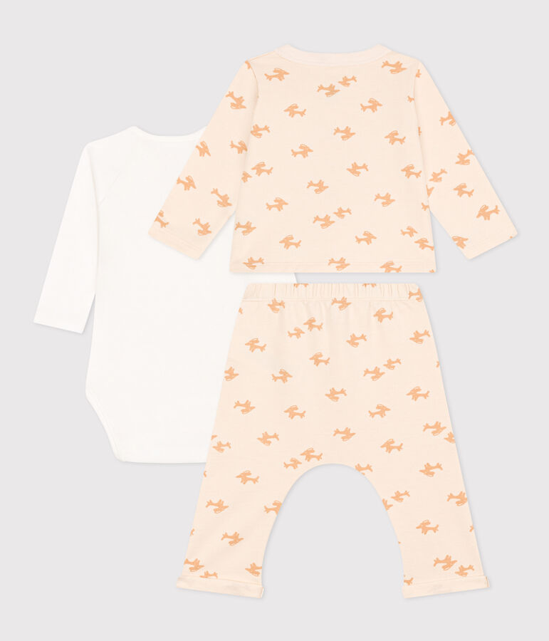 Ensemble en molleton imprim&eacute; b&eacute;b&eacute; &eacute;cru/beige