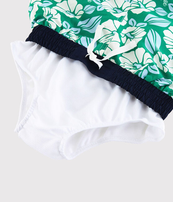 Short de bain recyclé enfant garçon vert GAZON/écru MULTICO