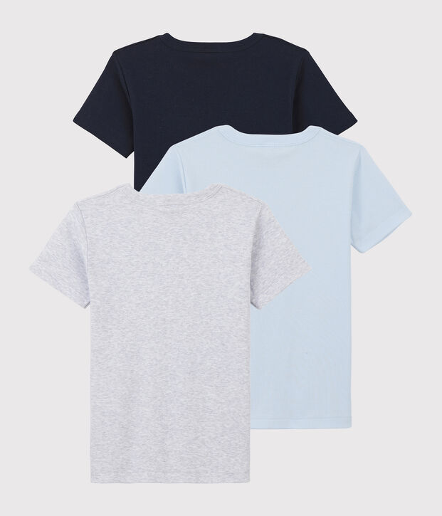 Lot de 3 tee-shirts manches courtes unis petit gar&ccedil;on en coton biologique multicouleur
