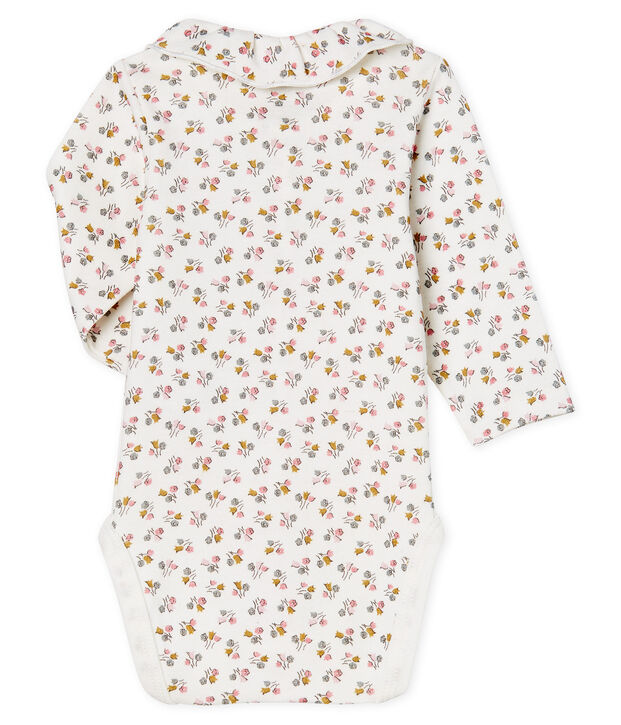 Body naissance manches longues b&eacute;b&eacute; fille en c&ocirc;te blanc/rose/multicouleur