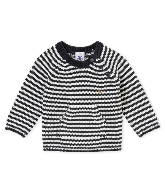 Pull milleraies bébé garçon gris CAPECOD/blanc MARSHMALLOW