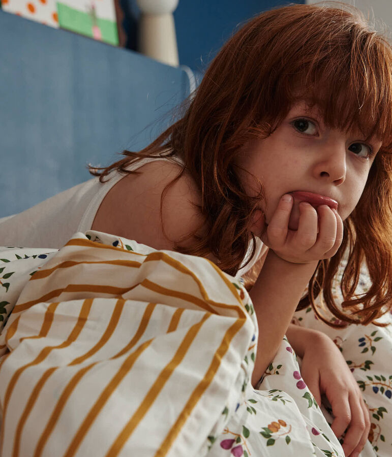 Housse de couette et taie pour enfant imprim&eacute;s fruits blanc/jaune/multicouleur