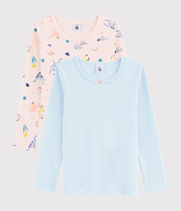 Lot de 2 tee-shirts manches longues animaux yoga petite fille multicouleur