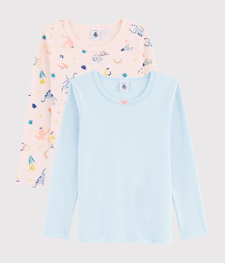 Lot de 2 tee-shirts manches longues animaux yoga petite fille multicouleur