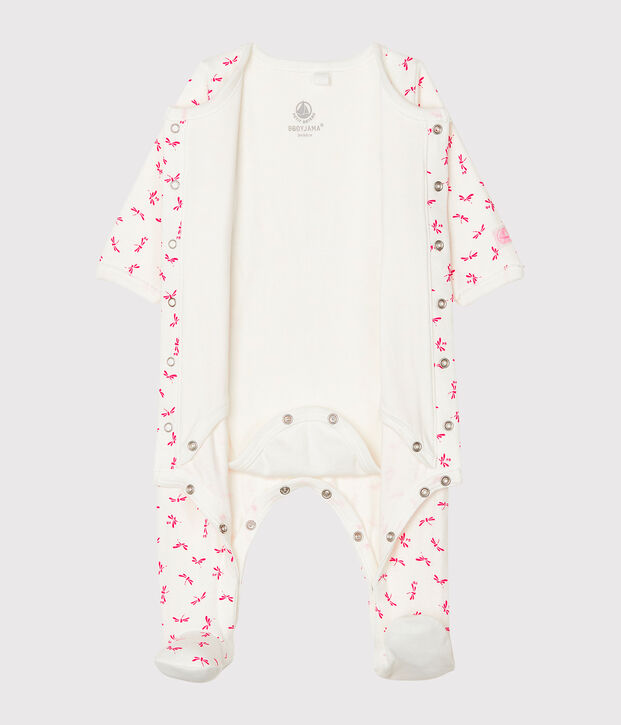 Bodyjama b&eacute;b&eacute; fille en tubique blanc/rose