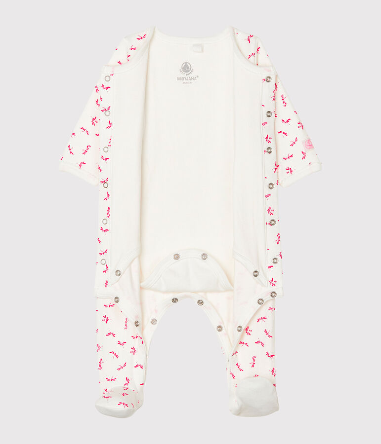 Bodyjama b&eacute;b&eacute; fille en tubique blanc/rose