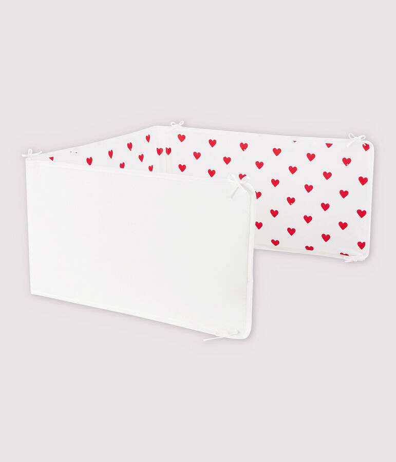 Tour de lit c&oelig;ur rouge b&eacute;b&eacute; en c&ocirc;te blanc/rouge