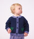 Cardigan b&eacute;b&eacute; en tricot laine et coton et motifs jacquards c&oelig;urs