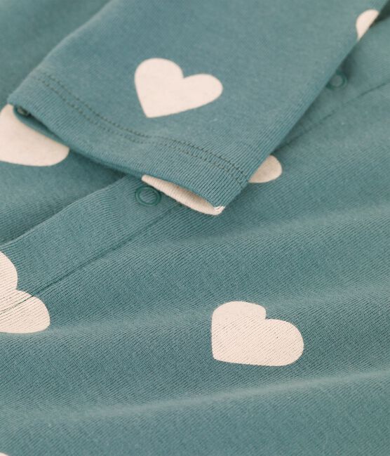 Cardigan imprimé en coton enfant fille vert BRUT/blanc AVALANCHE