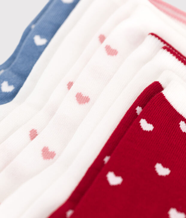 5 paires de chaussettes enfant fille en coton c&oelig;urs multicouleur