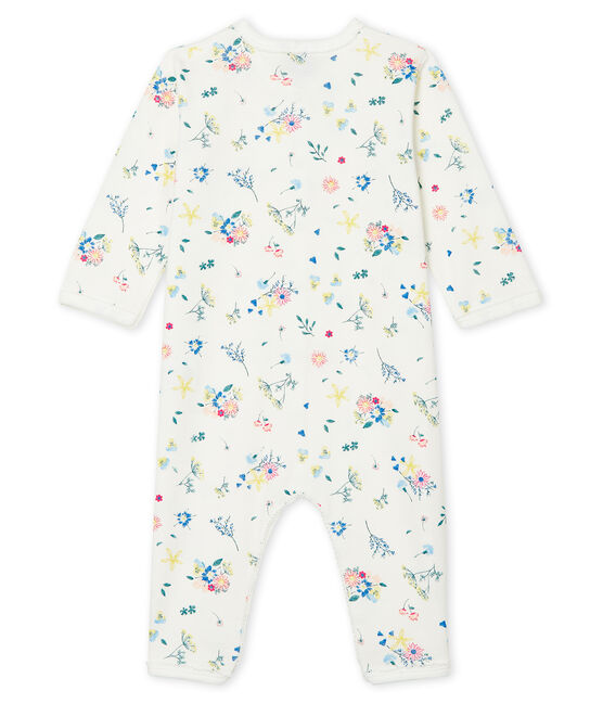Dors bien sans pieds bébé fille en côte blanc MARSHMALLOW/blanc MULTICO