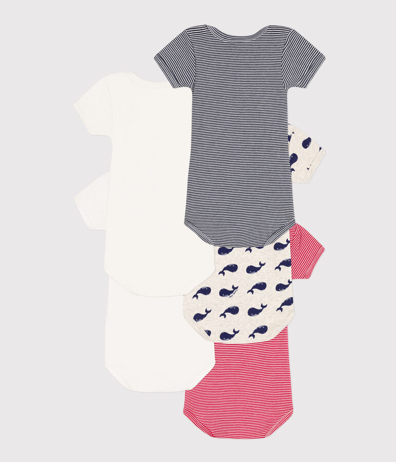 Lot de 5 bodies manches courtes baleines en coton variante 1