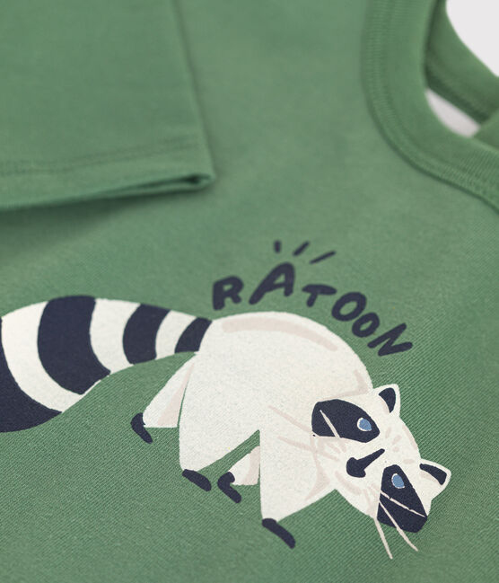 Tee-shirt manches longues en jersey fin bébé vert PALMERAIE
