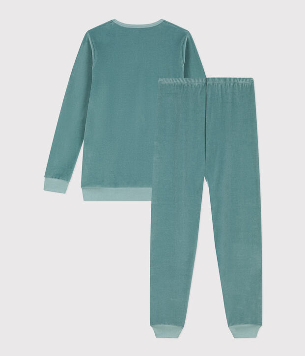 Pyjama en velours enfant mixte vert