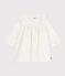 Robe bébé en velours côtelé manches longues brodée écru MILK/ ARGENT