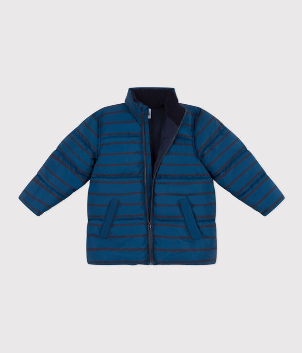 Doudoune avec capuche r&eacute;tractable enfant gar&ccedil;on bleu/bleu