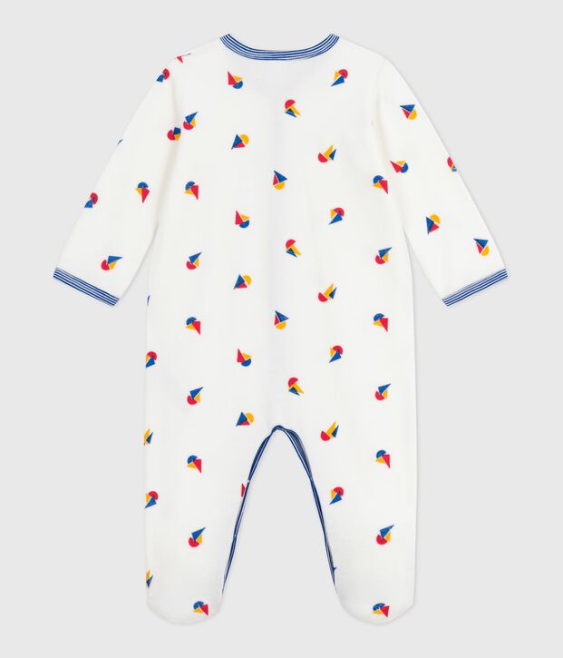 Pyjama b&eacute;b&eacute; en velours imprim&eacute; blanc/multicouleur